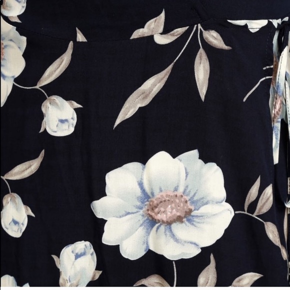 Lake Como Navy Blue Floral High-Low Wrap Dress - Picture 9 of 9